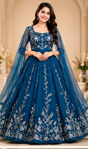 Royal Blue Festive Flared Gown