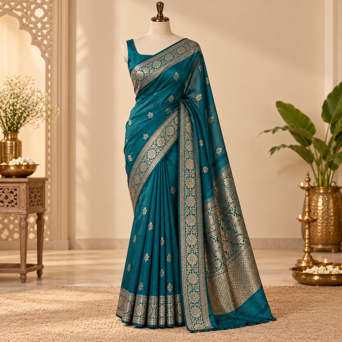 Royal Blue Banarasi Jacquard Saree