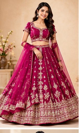 Wine Red Pastel Georgette Lehenga