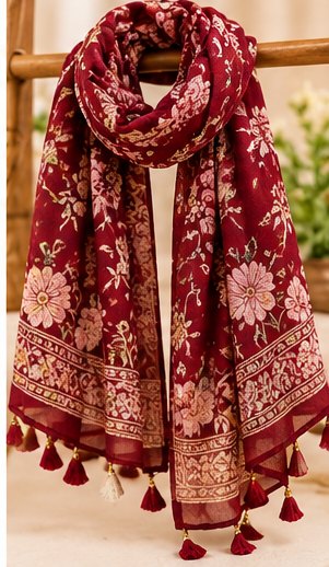 Maroon Printed Scarf