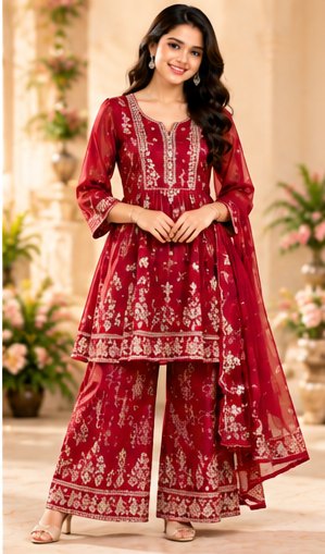 Wine Red Cotton Kurta Pant Co-ord
