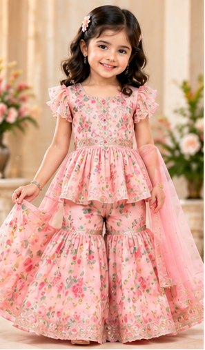 Blush Pink Girls Party Gown